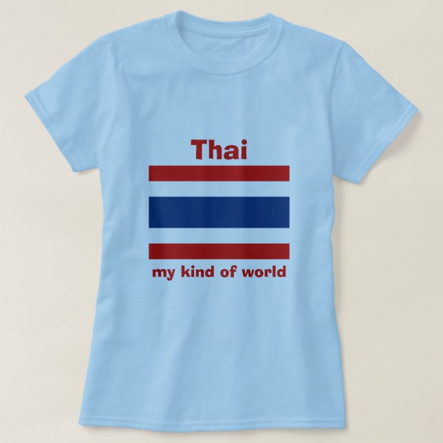 Camiseta Bandeira da Tailândia + Mapa + Texto (Frente do Design)