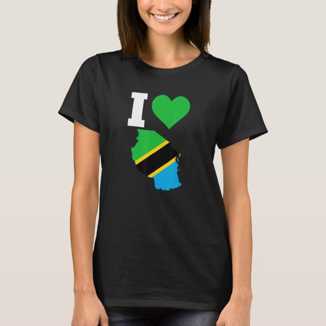 Camiseta Bandeira da Tanzânia I Love Tanzania (Frente)