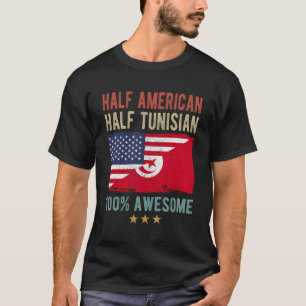 Camiseta Bandeira da Tunísia Americana Metade do Tunisino