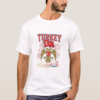 Camiseta Bandeira da Turquia Águia Dupla Patriótica Celebra