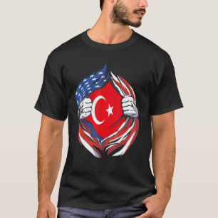 Camiseta Bandeira da Turquia Americano Orgulhoso Da Minha H