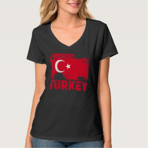 Camiseta Bandeira da Turquia Vintage Envelhecida Grunge Tur