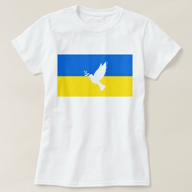 Camiseta Bandeira da Ucrânia apoia T-Shirt Peace Dove Freed (Frente do Design)