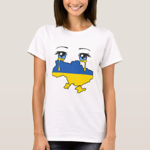 Camiseta Bandeira da Ucrânia chorando lágrimas pela Ucrânia