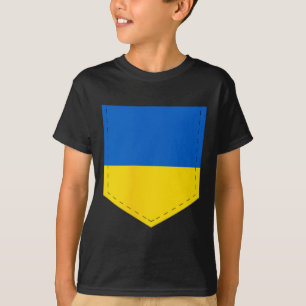 Camiseta Bandeira da Ucrânia com bolso da bandeira ucranian