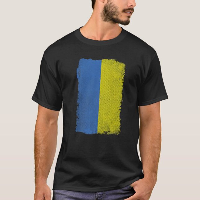 Camiseta Bandeira Da Ucrânia Com Cor Nacional Ucraniana Vin (Frente)