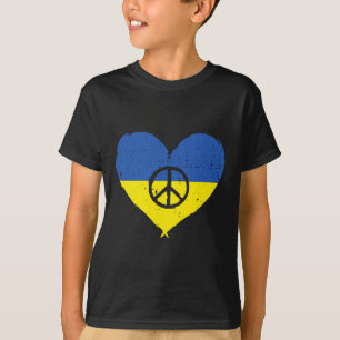 Camiseta Bandeira da Ucrânia Coração Sinal de Paz Retro Mul