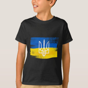 Camiseta Bandeira da Ucrânia e Brasão de Armas Pintado Ucra