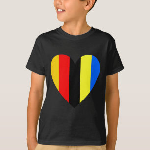 Camiseta Bandeira da Ucrânia e da Alemanha no coração da Uc