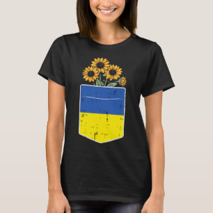 Camiseta Bandeira da Ucrânia Girassol Bolso Mulheres Ucrani