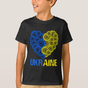 Camiseta Bandeira da Ucrânia Girassol Coração Vintage Amant