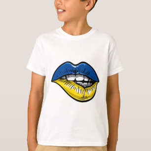 Camiseta Bandeira da Ucrânia Lábios Amante Ucraniano