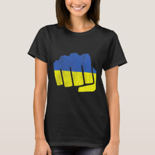 Camiseta Bandeira da Ucrânia Punho. Permaneça Forte Ucrânia