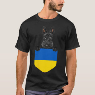 Camiseta Bandeira da Ucrânia Scottish Terrier Cachorro no B