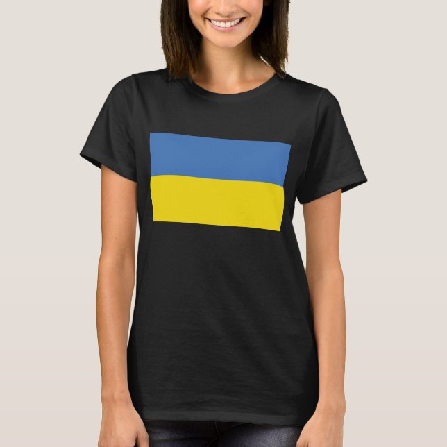 Camiseta Bandeira da Ucrânia, Ucraniano Слава Україні Slava (Frente)