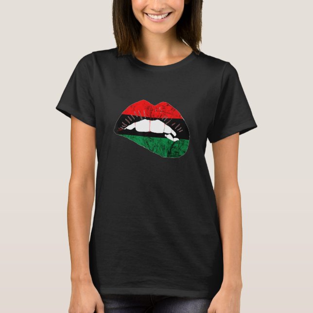 Camiseta Bandeira da UNIA Pan-Africana Lip preto afro-ameri (Frente)