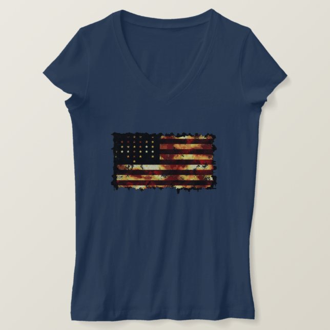 Camiseta Bandeira da União, Guerra Civil, Estrelas e Strips (Frente do Design)