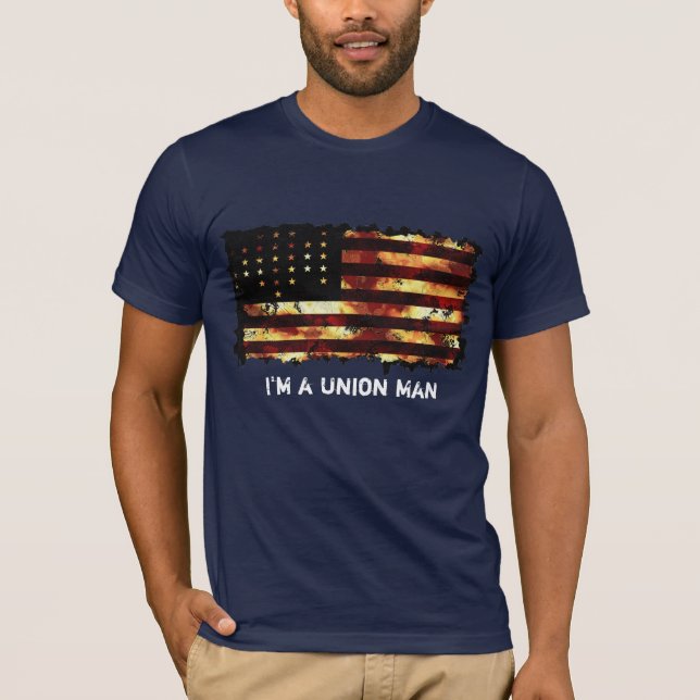 Camiseta Bandeira da União, Guerra Civil, Estrelas e Strips (Frente)