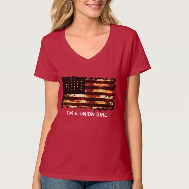Camiseta Bandeira da União, Guerra Civil, Estrelas e Strips (Frente)