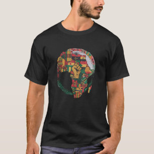 Camiseta Bandeira da Unidade Africana Mapa Punho Erguido Vi