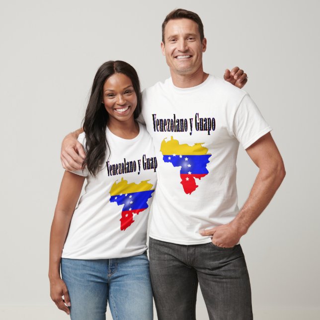 Camiseta Bandeira da Venezuela com texto Venezolano y guapo (Unissex)