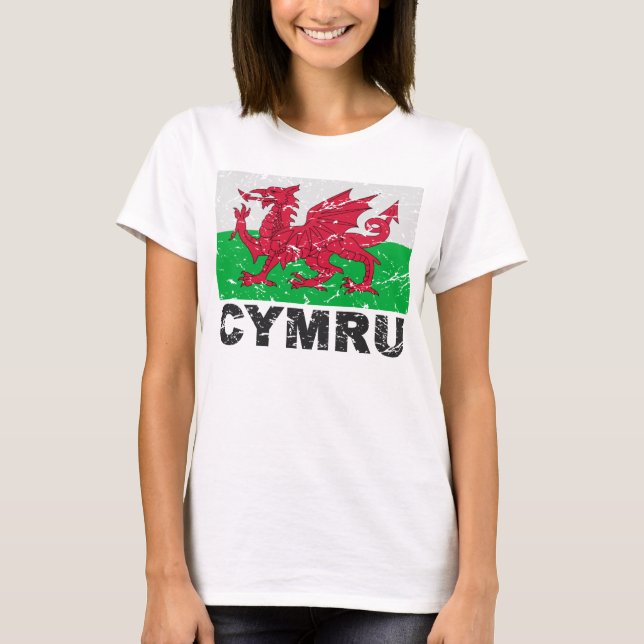 Camiseta Bandeira da vindima do CYMRU no País de Gales (Frente)
