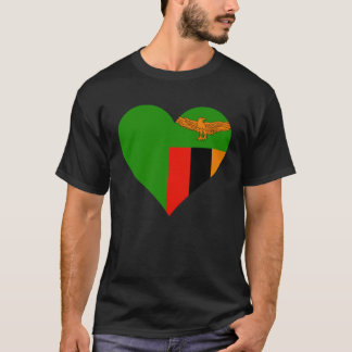 Camiseta Bandeira da Zâmbia Coração Zâmbia Amor Zâmbia