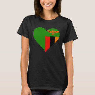 Camiseta Bandeira da Zâmbia Coração Zâmbia Amor Zâmbia