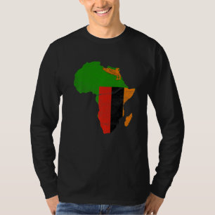 Camiseta Bandeira da Zâmbia Silhueta do Continente Africano