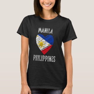 Camiseta Bandeira das Filipinas Coração Cidade de Manila
