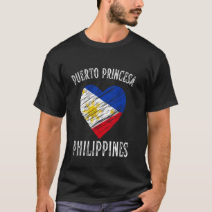 Camiseta Bandeira das Filipinas Coração Cidade de Puerto Pr