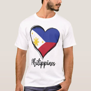 Camiseta Bandeira das Filipinas Coração Pinoy Filipino