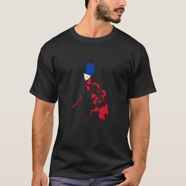 Camiseta bandeira das Filipinas no mapa (Frente)