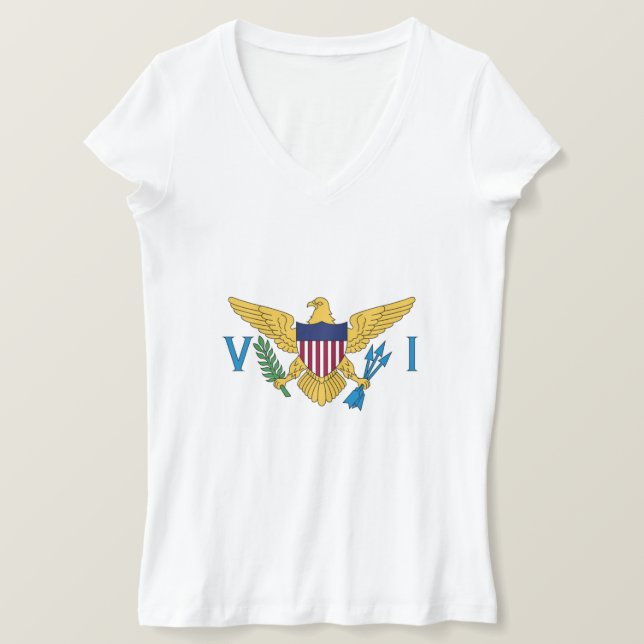 Camiseta Bandeira das Ilhas Virgens dos Estados Unidos (Frente do Design)