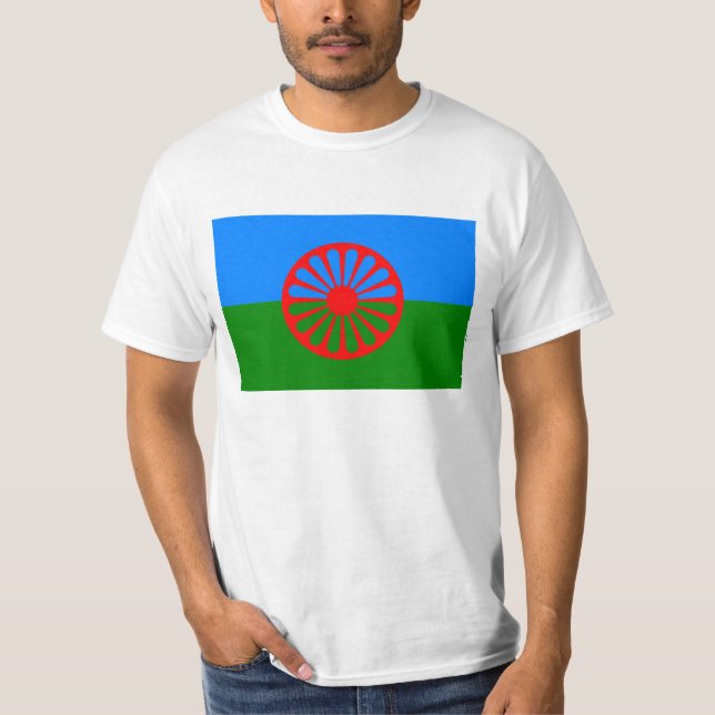 Camiseta Bandeira das pessoas romanichéis - bandeira romani (Frente)