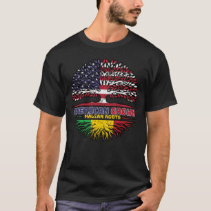 Camiseta Bandeira das Raízes da Árvore Americana do Mali