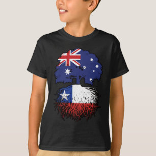 Camiseta Bandeira das Raízes da Árvore Australiana do Chile