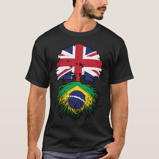 Camiseta Bandeira das Raízes da Árvore Britânica (Frente)