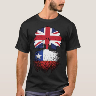 Camiseta Bandeira das Raízes da Árvore Britânica do Chile