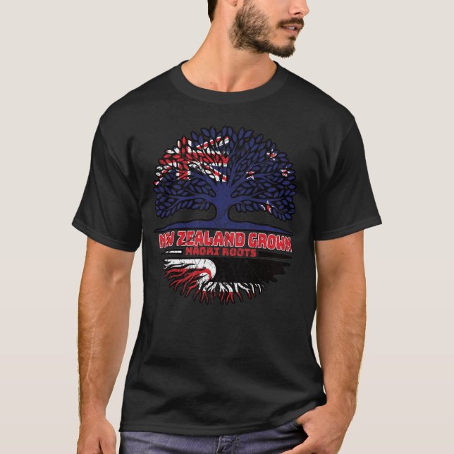 Camiseta Bandeira das Raízes da Árvore da Nova Zelândia (Frente)