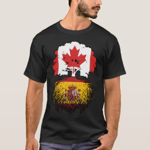 Camiseta Bandeira das Raízes da Árvore do Canadá, em espanh