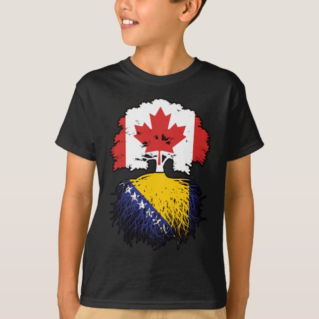 Camiseta Bandeira das Raízes da Árvore do Canadá na Bósnia- (Frente)