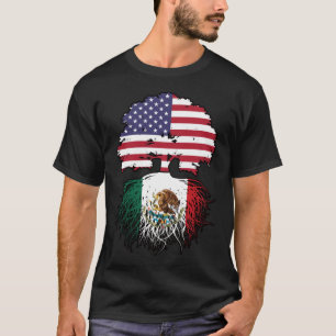 Camiseta Bandeira das Raízes da Árvore dos EUA mexicano
