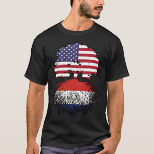 Camiseta Bandeira das Raízes da Árvore dos EUA paraguaios