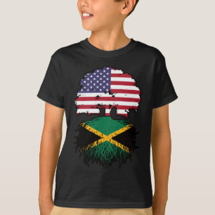 Camiseta Bandeira das Raízes da Árvore Jamaicano-Americana