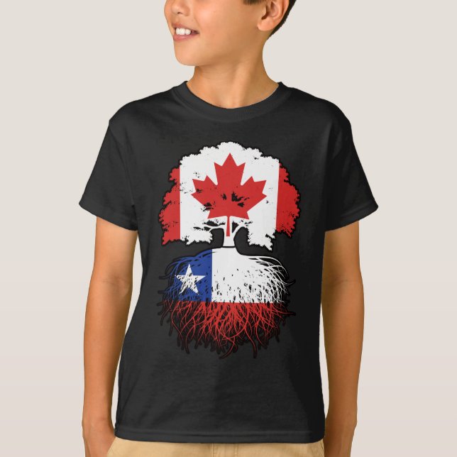 Camiseta Bandeira das Raízes das Árvores do Canadá chileno (Frente)