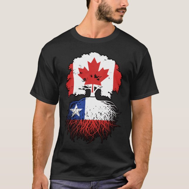 Camiseta Bandeira das Raízes das Árvores do Canadá chileno (Frente)