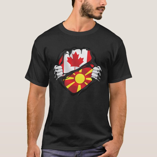 Camiseta Bandeira das Raízes das Mãos Canadenses da Macedôn (Frente)