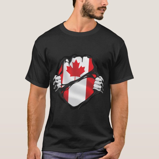 Camiseta Bandeira das Raízes das Mãos Canadianas (Frente)