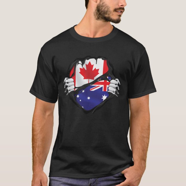 Camiseta Bandeira das Raízes das Mãos Canadianas Australian (Frente)